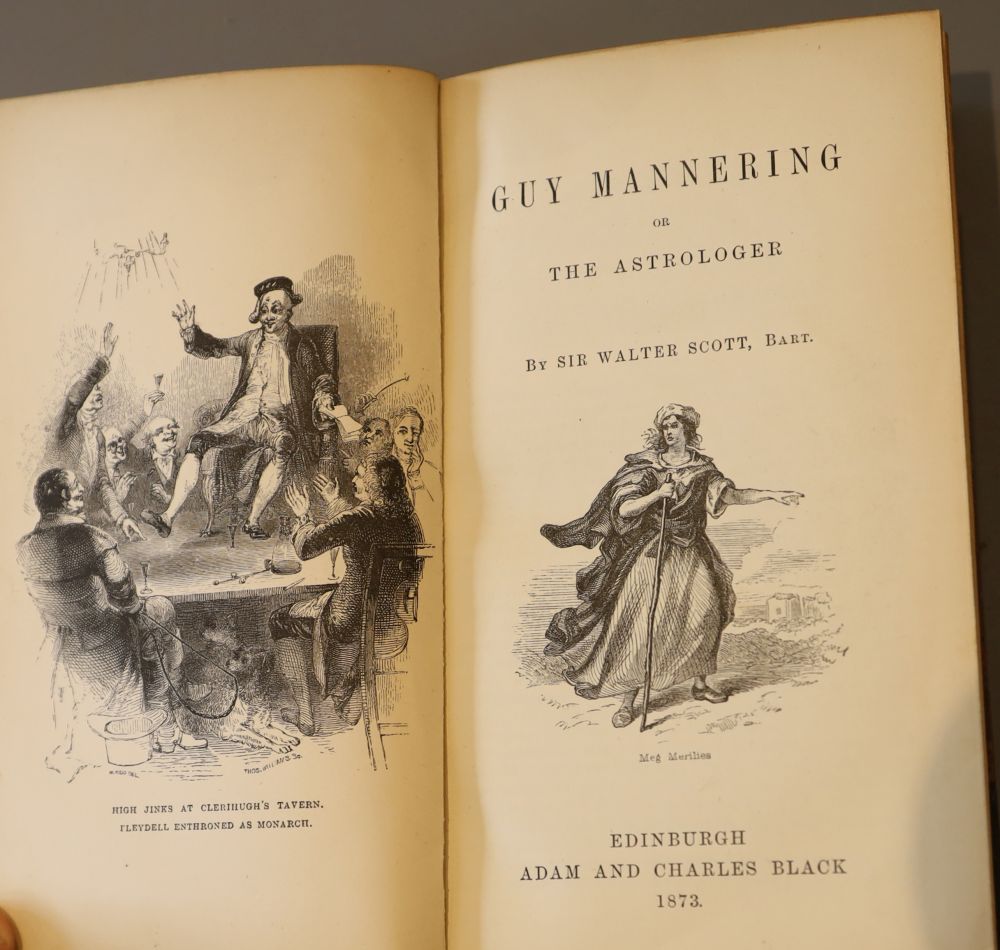 Scott, Walter - Works. Waverley Novels, 24 (of 25) vols, lacking vol. I, half calf, 12mo, Adam and Charles Black, London, 1873